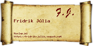 Fridrik Júlia névjegykártya